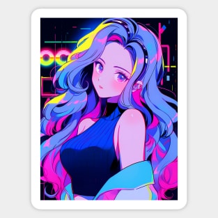 Gorgeous Retro Disco Cyber Anime Girl Sticker